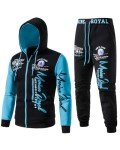Men's Blue Hip-Hop Long Sleeve Tracksuit Set