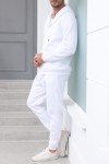 Men's White Full Zip Hoodie Tracksuit Set