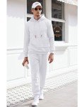 COOFANDY Men's White Hoodie and Joggers Set