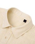Men's Short Sleeve Casual Button Down Shirt - Beige