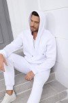 Men's White Full Zip Hoodie Tracksuit Set