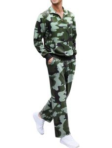 Men's Grey Camo 2-Piece Track Suit Set