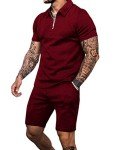 Men's Zipper Polo Jogging Tracksuit Set