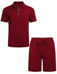 Men's Zipper Polo Jogging Tracksuit Set