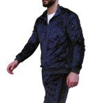 Men's Velour Tracksuit Set - Navy & Black