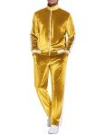 COOFANDY Men's Velour Tracksuit Set - Yellow