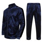 Men's Velour Tracksuit Set - Navy & Black