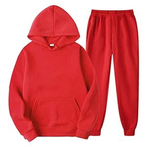 Men's Casual Red Tracksuit Sweatshirt & Pants Set
