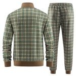 Men’s 2-Piece Plaid Track Suit Set - Green