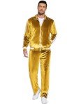 COOFANDY Men's Velour Tracksuit Set - Yellow