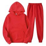 Men's Casual Red Tracksuit Sweatshirt & Pants Set