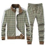 Men’s 2-Piece Plaid Track Suit Set - Green