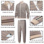 Men's Velour Tracksuit Set - Blue & Khaki
