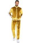 COOFANDY Men's Velour Tracksuit Set - Yellow