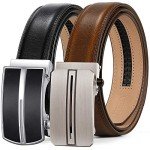 ITIEZY Men's Leather Ratchet Belts - 2 Pack