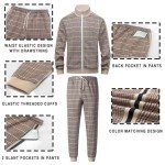 Men's Velour Tracksuit Set - Blue & Khaki