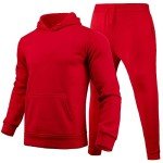 Men's Casual Red Tracksuit Sweatshirt & Pants Set
