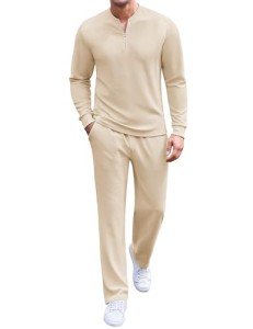 Men’s Beige 2-Piece Tracksuit Set - XX-Large