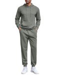 COOFANDY Men's Dark Grey Waffle Hoodie Tracksuit Set
