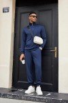 COOFANDY Men's Navy Blue Tracksuit Set, Large