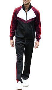 Men's 2-Piece Athletic Tracksuit Set in Black/Red