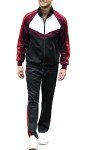 Men's 2-Piece Athletic Tracksuit Set in Black/Red