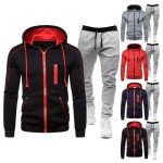 Men's Black Tracksuit Set - Full Zip Hoodie & Joggers