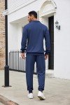 COOFANDY Men's Navy Blue Tracksuit Set, Large