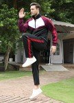 Men's 2-Piece Athletic Tracksuit Set in Black/Red