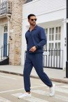 COOFANDY Men's Navy Blue Tracksuit Set, Large