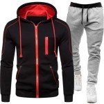 Men's Black Tracksuit Set - Full Zip Hoodie & Joggers