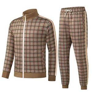 Men's Casual 2-Piece Tracksuit Set in Brown
