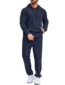 COOFANDY Men's Navy Hoodie and Sweatpants Set