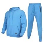 Sky Blue Men's Fleece Tracksuit Set, X-Large