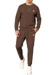 Dokotoo Men's Casual Crewneck Tracksuit Set - Dark Brown