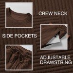 Dokotoo Men's Casual Crewneck Tracksuit Set - Dark Brown