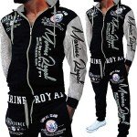 Men's Hooded Tracksuit with Elastic Waistband Set