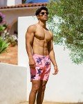 Men’s Red Palm Tree Quick Dry Swim Trunks
