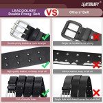 Men's Double Prong Leather Belt - Black
