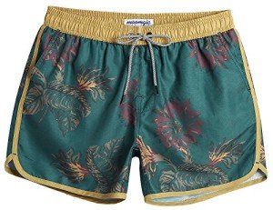 MaaMgic Men's Vintage Floral Swim Trunks - Green