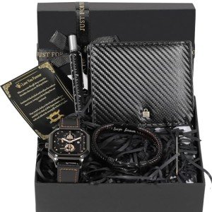 Men's Leather Watch, Keychain, Sunglasses Gift Set