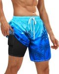 Men's 2-in-1 Quick-Dry Swim Trunks - Coconut Tree
