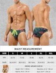 Men's Green Printed Swim Briefs with Drawstring
