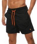 Men's Beach Swim Shorts with Mesh Lining - Black XL