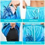 Men's Palm Tree Swim Trunks with Compression Liner
