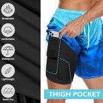 Men's Palm Tree Swim Trunks with Compression Liner