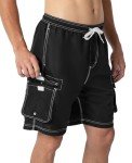 Men's Quick Dry Lightweight Swim Trunks - Black