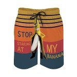 Funny Men's Swim Trunks with Pockets - Banana Design