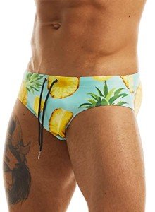 MIZOK Men's Quick Dry Pineapple Swim Briefs