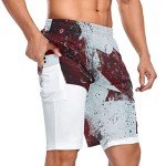 Men's Red Swim Trunks with Compression Liner